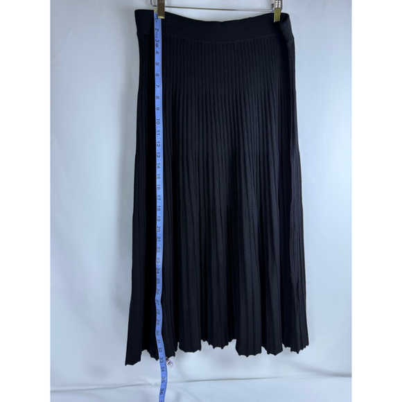 Women's Max Studio Black Ribbed Knit Pleated Midi Skirt XL - Picture 6 of 8